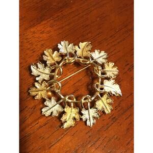 SARAH COVENTRY "Garland" Autumn Leaf Wreath Brooch / Pin